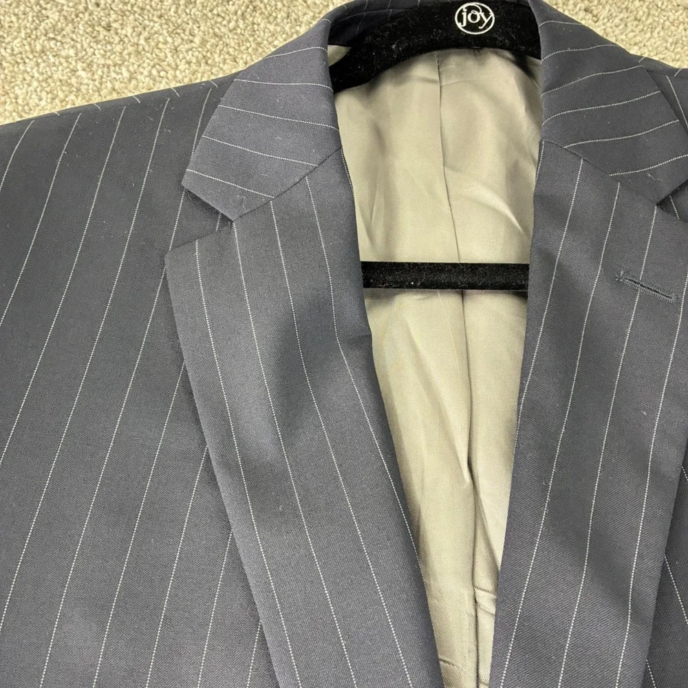 Jack Victor Von Maur Mens 42R Navy Pinstripe‎ Wool Two Button Blazer Jacket